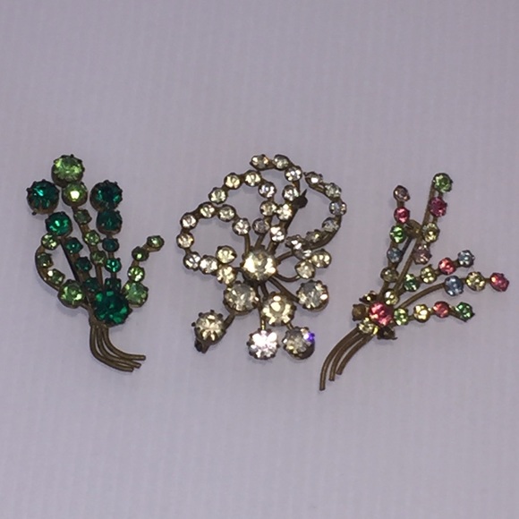 VINTAGE BROOCHES X 3  gold tone circa 1950s - Picture 3 of 14